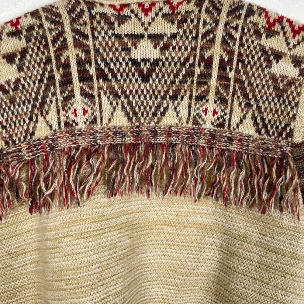 Target Knox Rose Boho Knit Fringe Neutral Poncho Cardigan Size: Medium - Picture 11 of 14